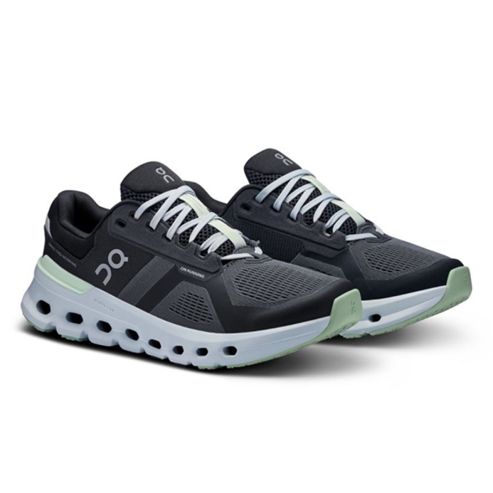On Cloud women’s Gray and Green Athletic Shoes